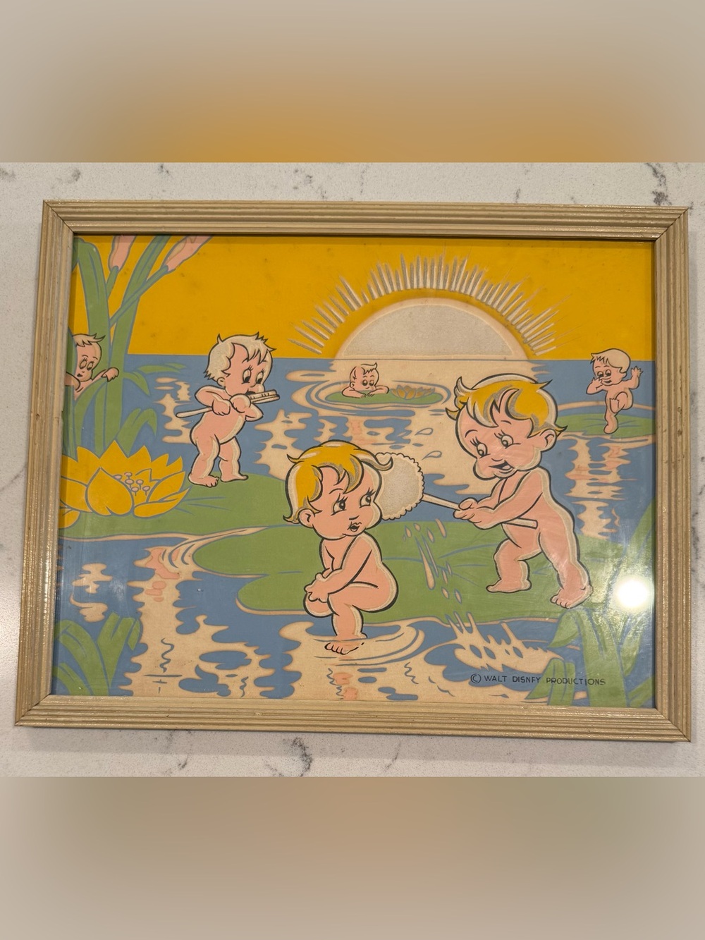 Vintage 1940s Walt Disney Water Babies Luminous  Print Picture